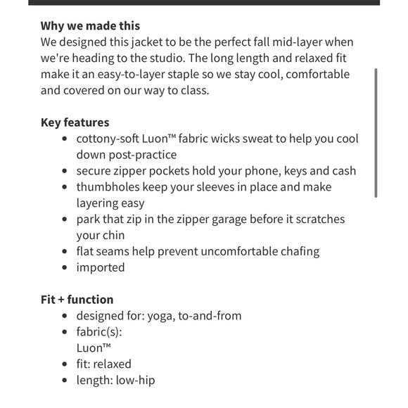 Lululemon Nice Asana Jacket size 4 - Picture 4 of 8